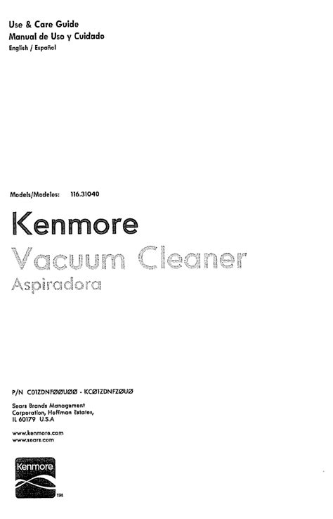 Kenmore 1!6O31040 Manual pdf